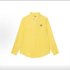 100%Linen Old Money Style Polo Long Sleeve Shirt Unsex